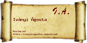 Iványi Ágosta névjegykártya